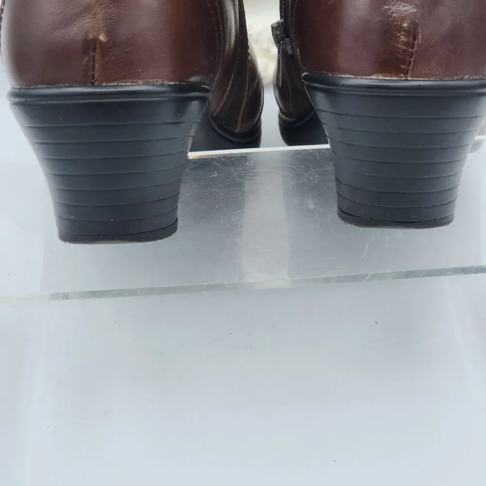 Bioheels Orthofeet Emma Chocolate Brown Leather Ankle Boots 242 Size 8.5B
